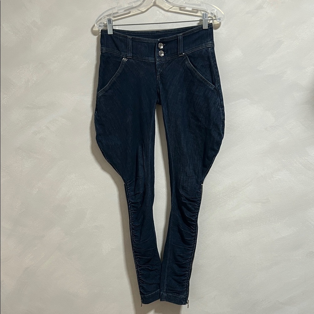 MISS SIXTY COLLECTION Denim Ruched Ankle Zip Skinny Jeans size 24 y2k vintage